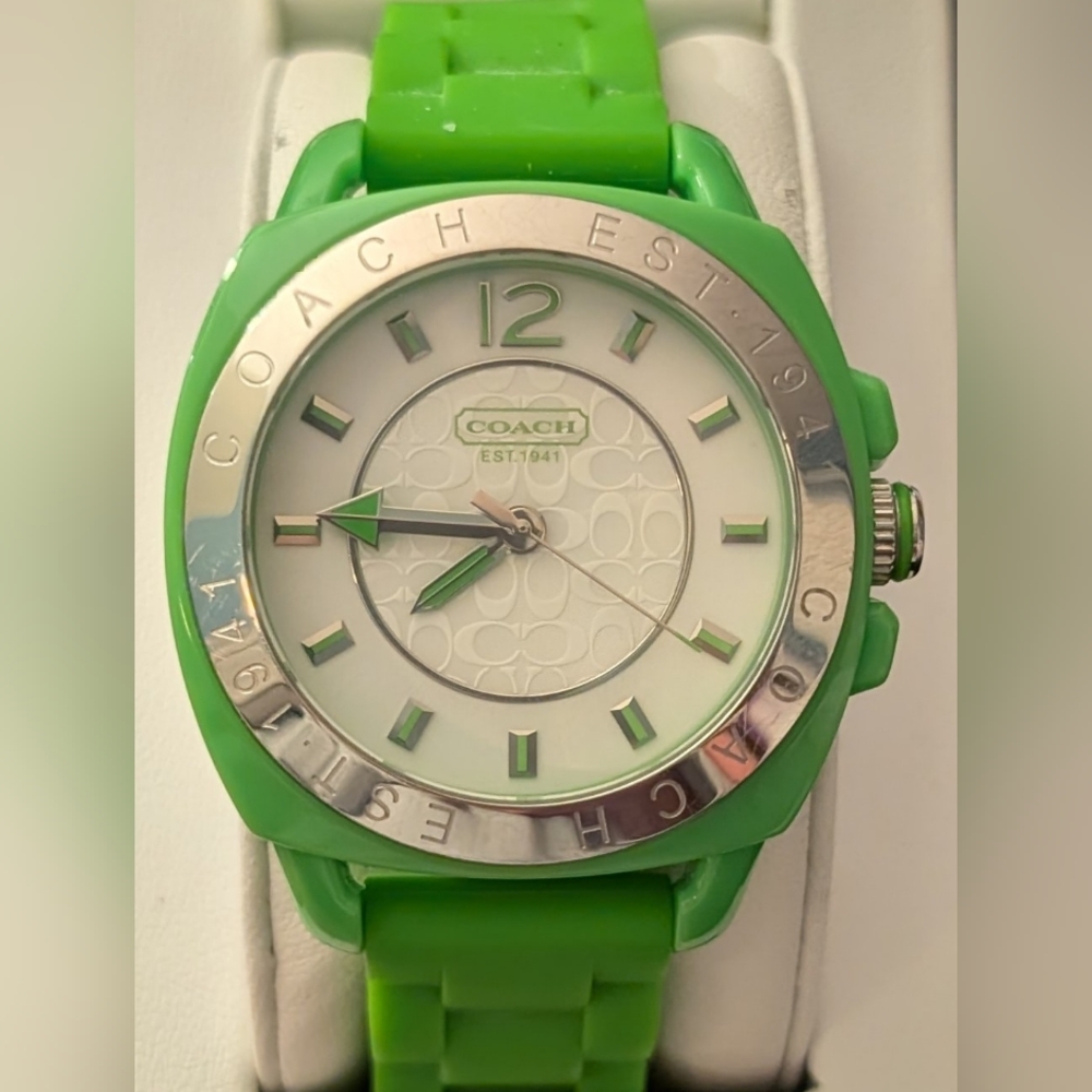 WORKING Coach W914Lim Analog Watch LOGO green